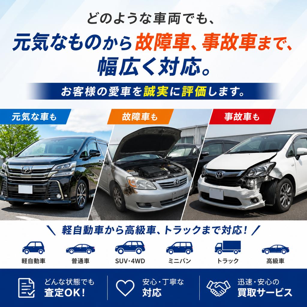 4. 多様な車種・状態に対応した買取